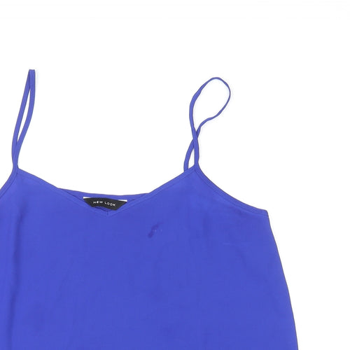 New Look Womens Blue Polyester Basic Tank Size 10 V-Neck