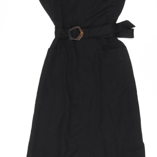 Warehouse Womens Black Viscose Maxi Size 8 V-Neck Pullover