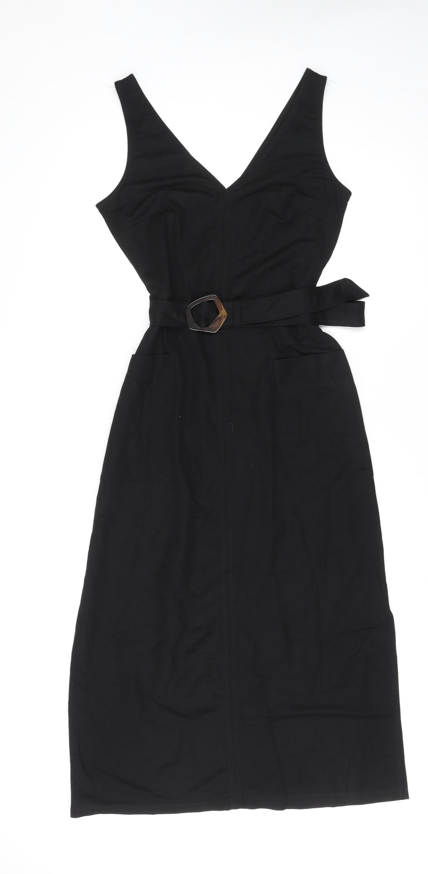 Warehouse Womens Black Viscose Maxi Size 8 V-Neck Pullover