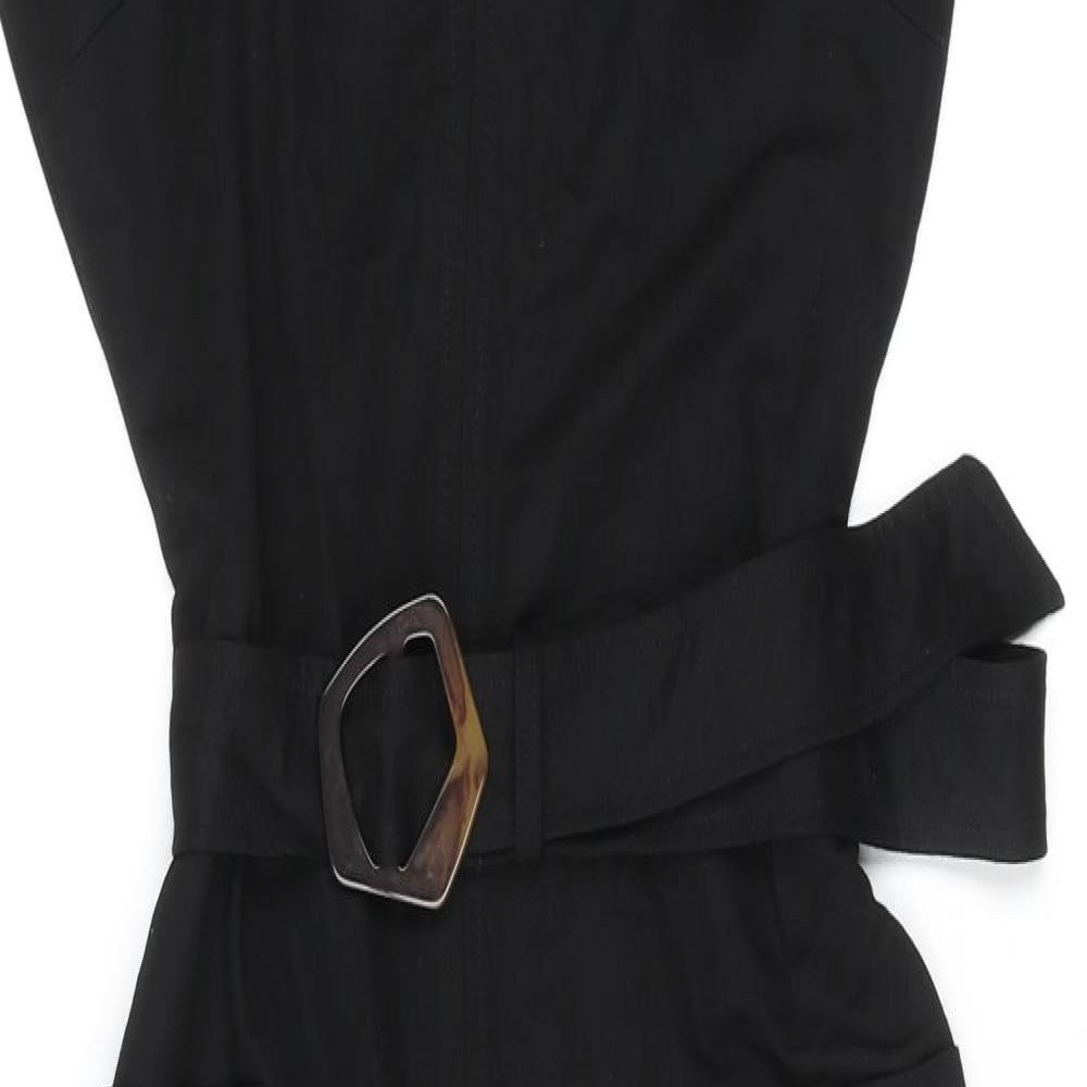 Warehouse Womens Black Viscose Maxi Size 8 V-Neck Pullover