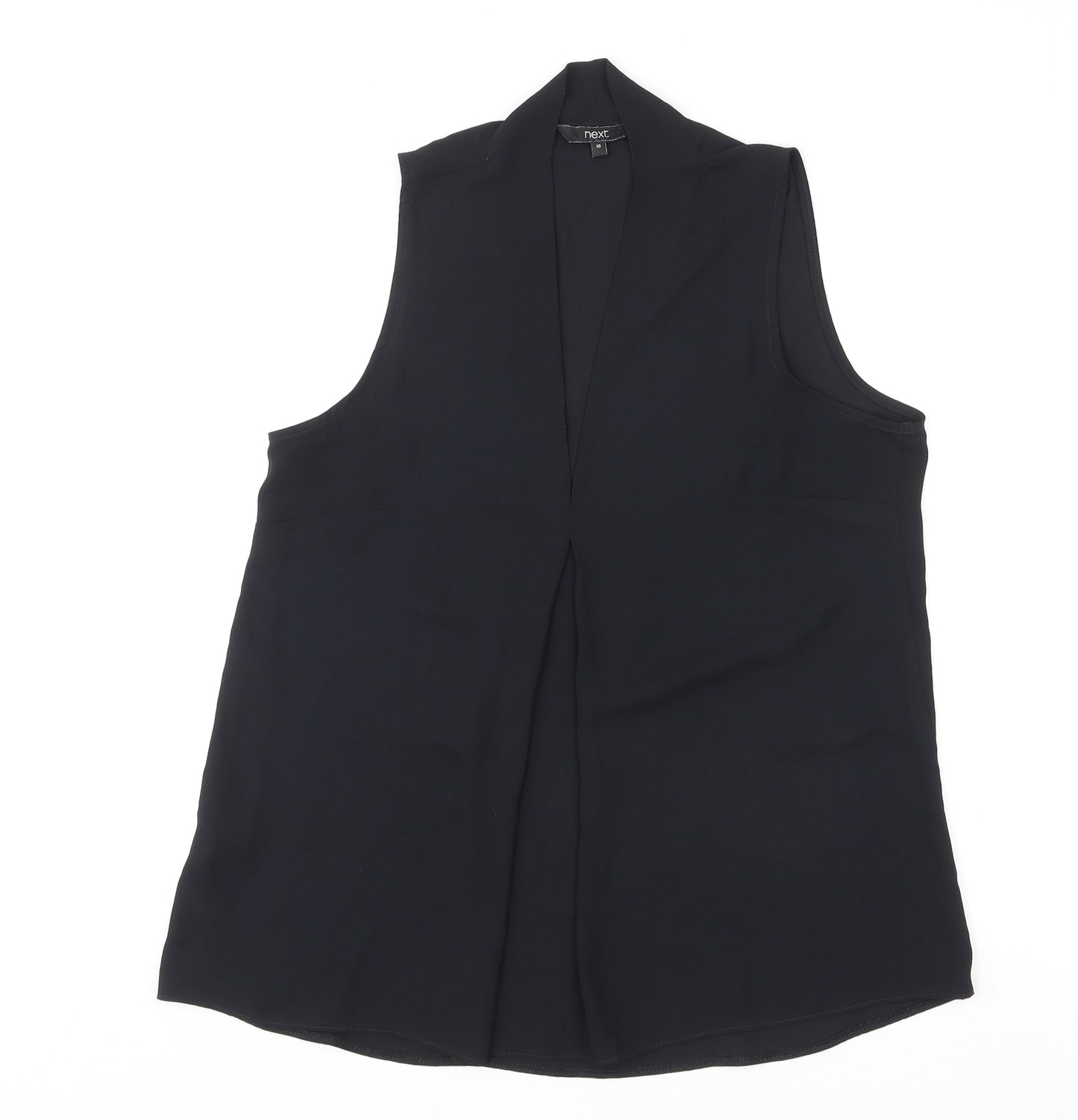 NEXT Womens Black Polyester Basic Blouse Size 10 V-Neck
