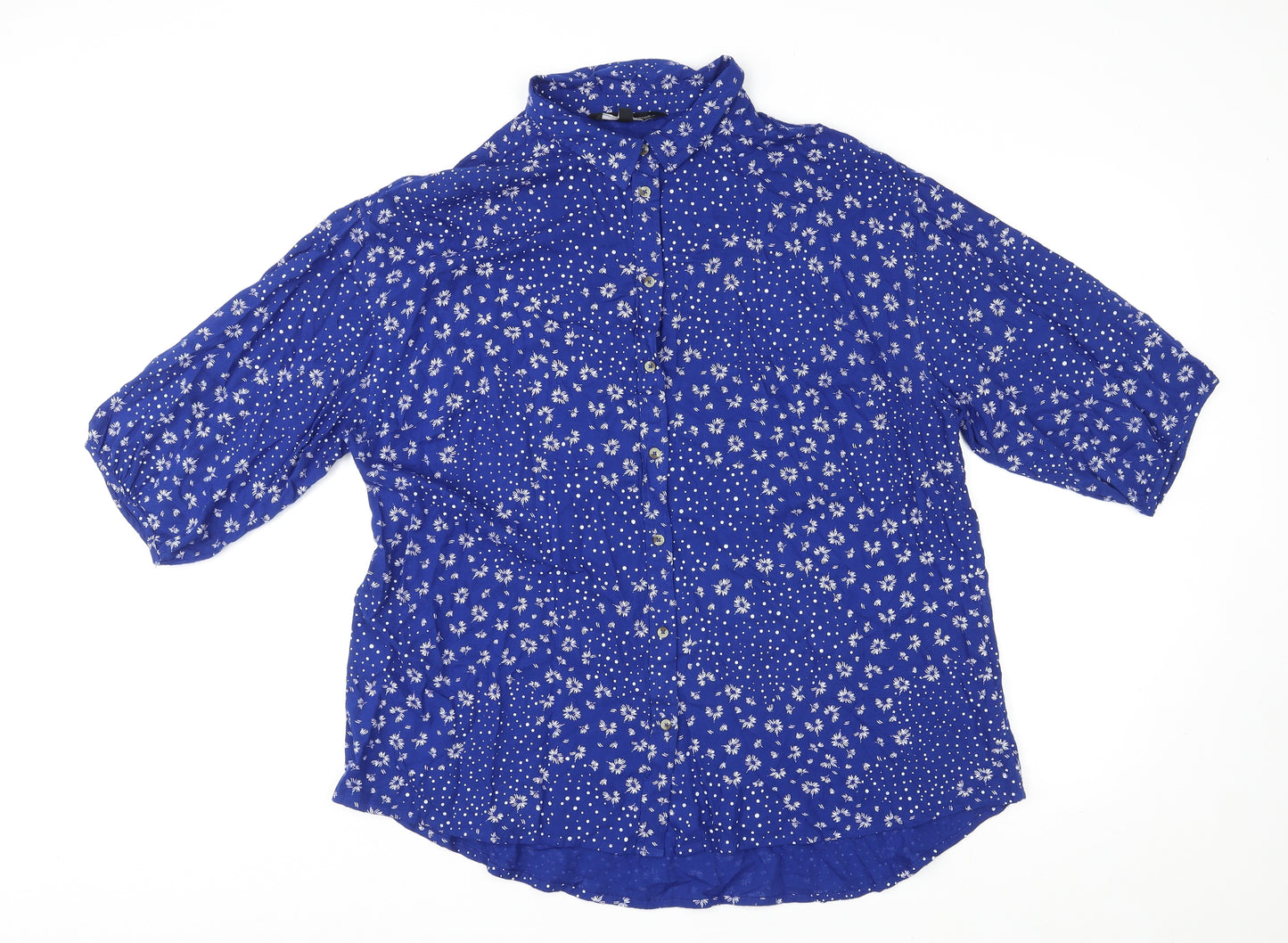 Capsule Womens Blue Geometric Viscose Basic Button-Up Size 18 Collared