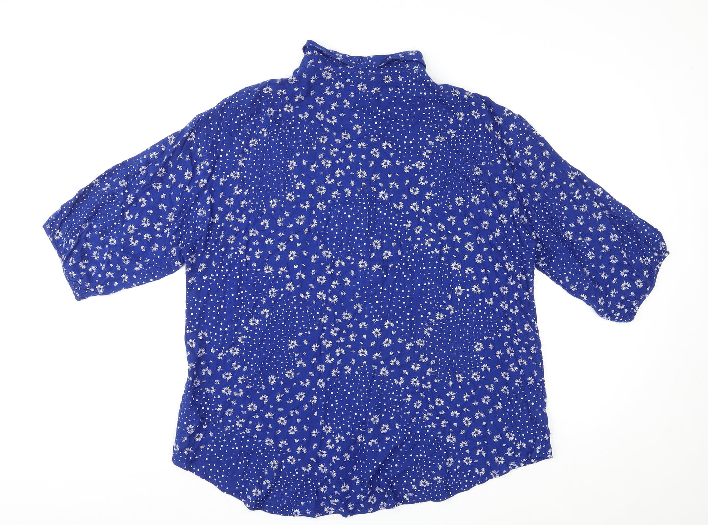 Capsule Womens Blue Geometric Viscose Basic Button-Up Size 18 Collared