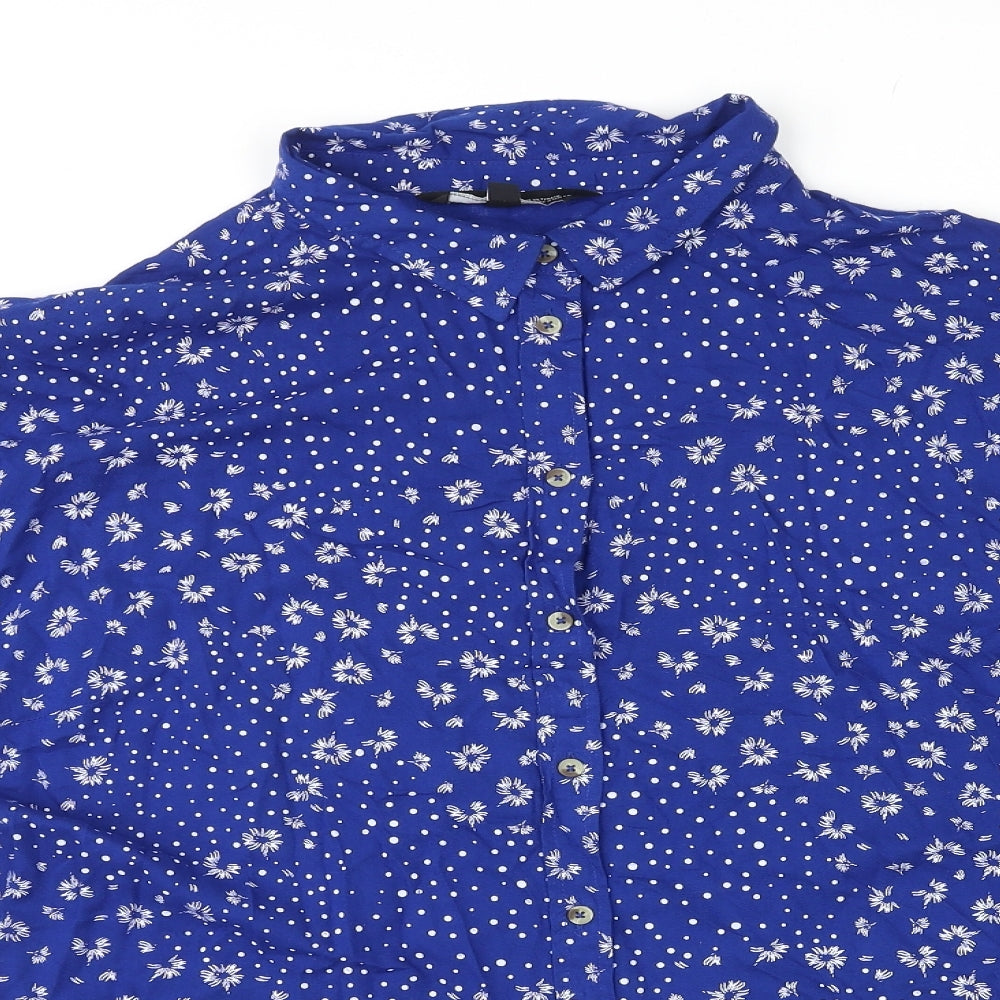 Capsule Womens Blue Geometric Viscose Basic Button-Up Size 18 Collared