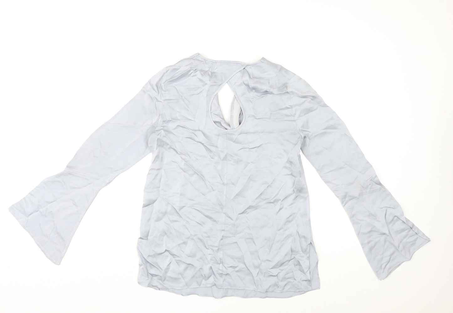 Jigsaw Womens Grey Viscose Basic Blouse Size 8 V-Neck