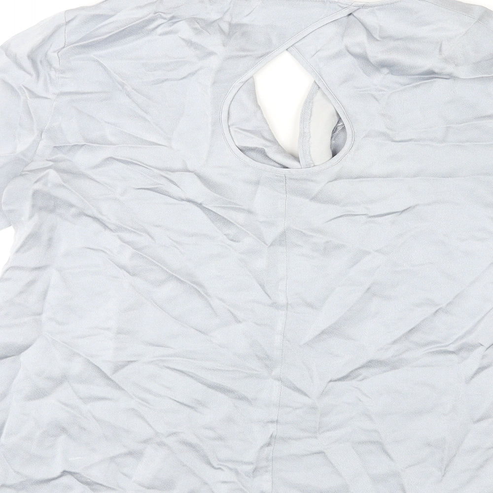 Jigsaw Womens Grey Viscose Basic Blouse Size 8 V-Neck