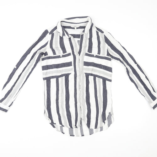 NEXT Womens Multicoloured Striped Cotton Basic Button-Up Size 8 Collared