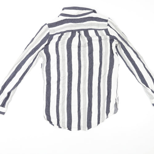 NEXT Womens Multicoloured Striped Cotton Basic Button-Up Size 8 Collared