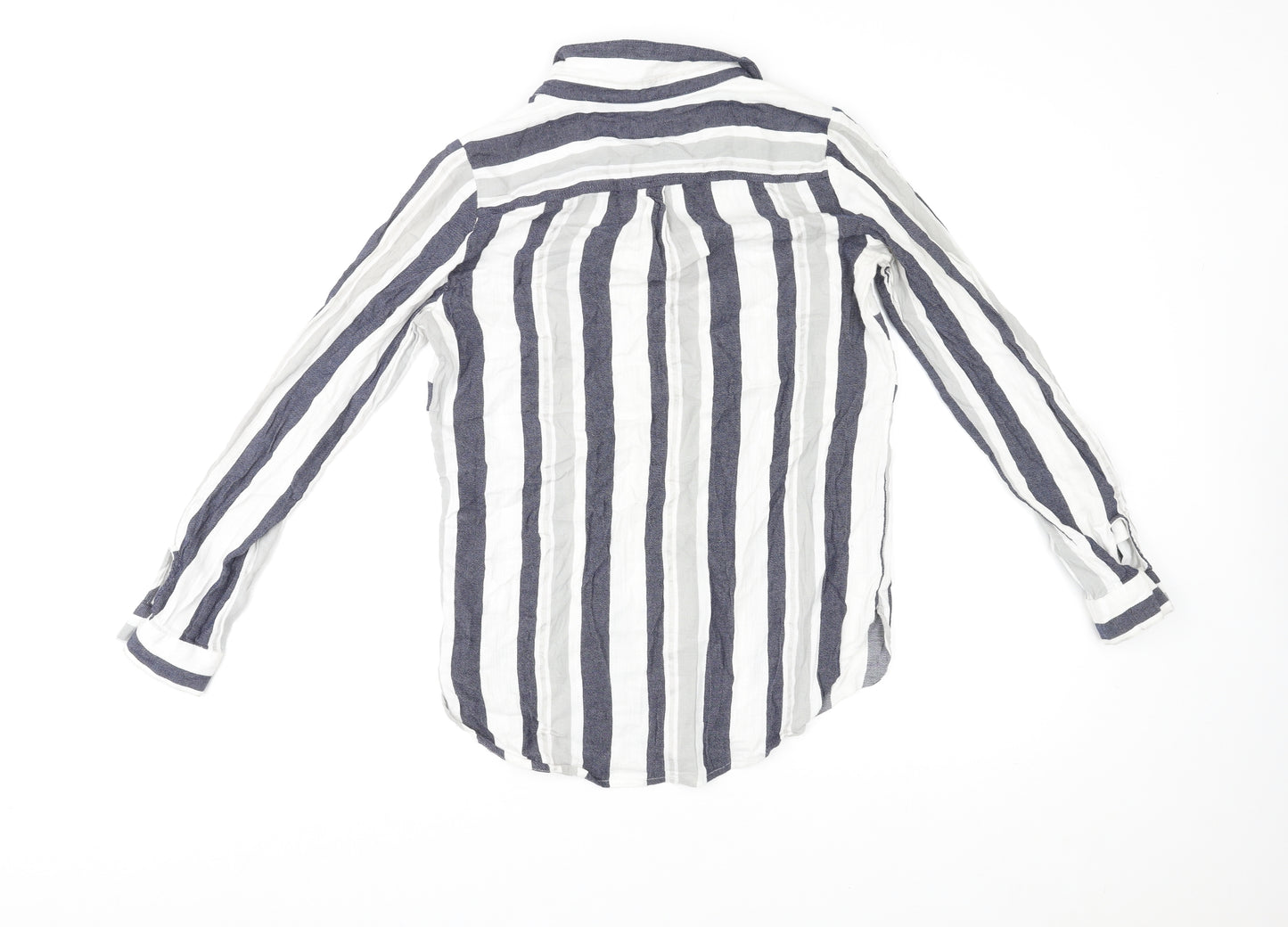 NEXT Womens Multicoloured Striped Cotton Basic Button-Up Size 8 Collared