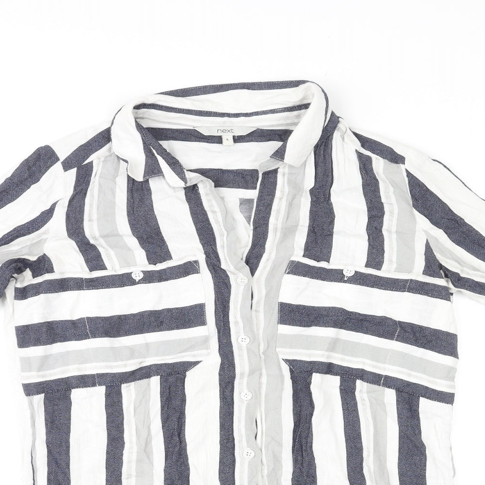 NEXT Womens Multicoloured Striped Cotton Basic Button-Up Size 8 Collared