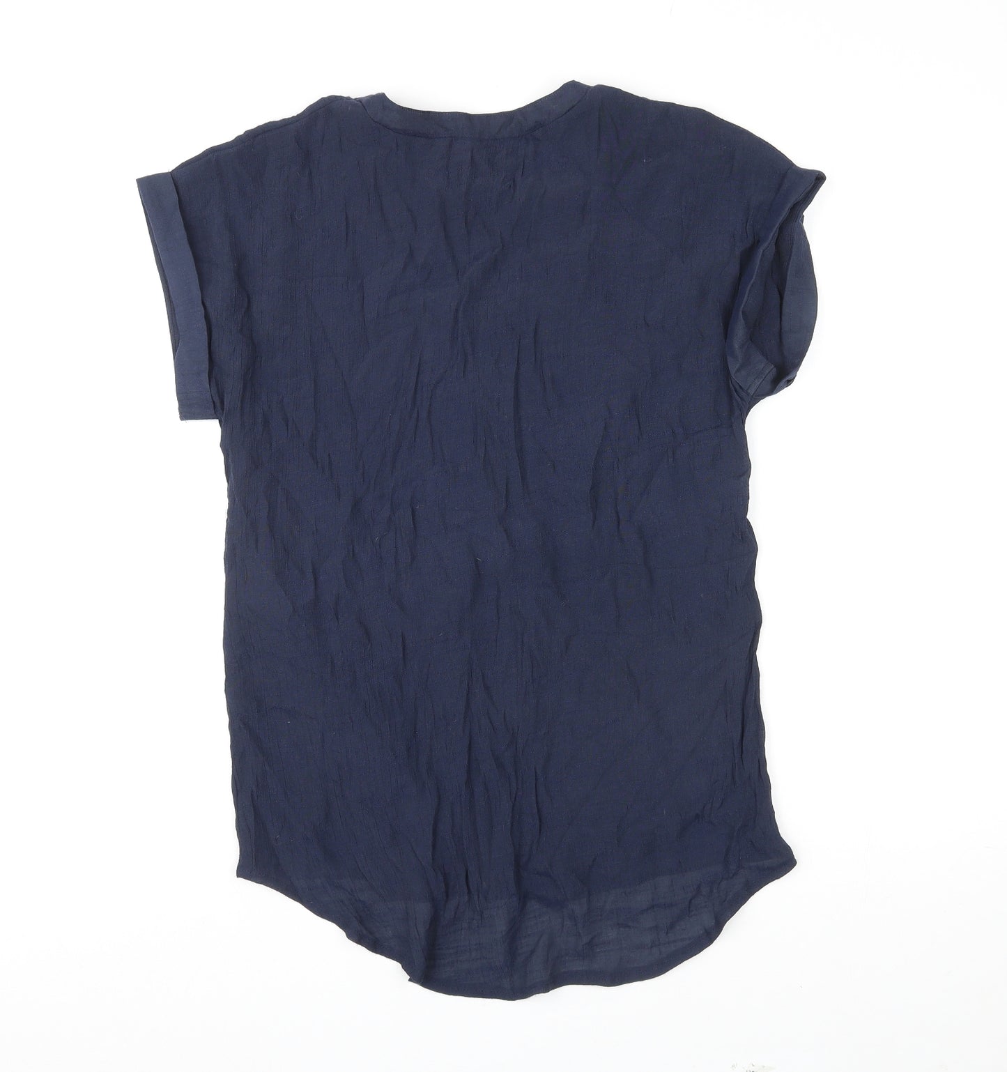 Apricot Womens Blue Viscose Basic Button-Up Size 12 V-Neck