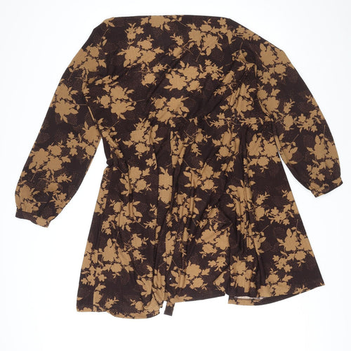 NEXT Womens Brown V-Neck Floral Polyester Cardigan Jumper Size 14