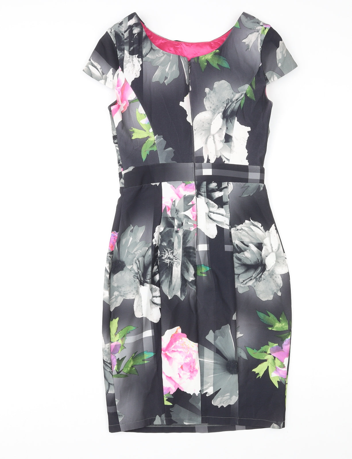 Lipsy Womens Multicoloured Floral Polyester Shift Size 8 Round Neck Zip