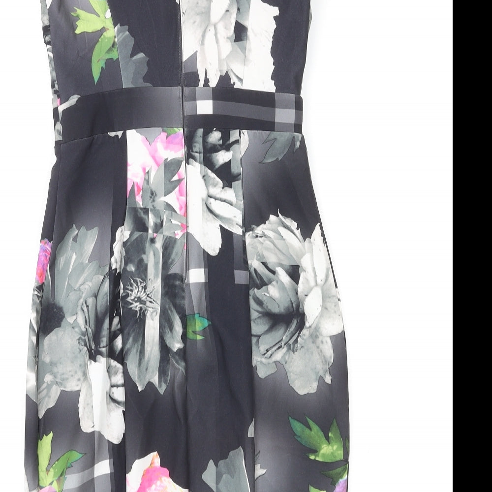 Lipsy Womens Multicoloured Floral Polyester Shift Size 8 Round Neck Zip