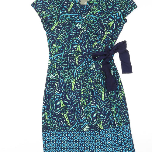Taylor Womens Multicoloured Geometric Polyester Sheath Size 4 Boat Neck Pullover