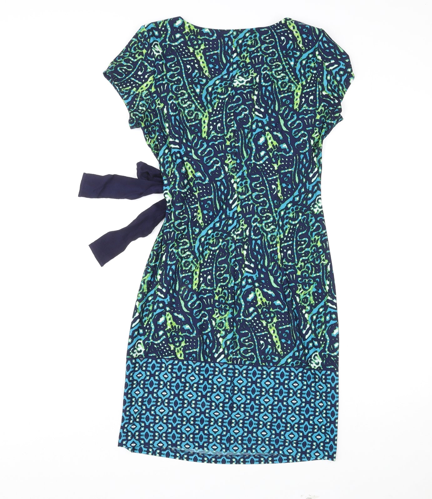 Taylor Womens Multicoloured Geometric Polyester Sheath Size 4 Boat Neck Pullover