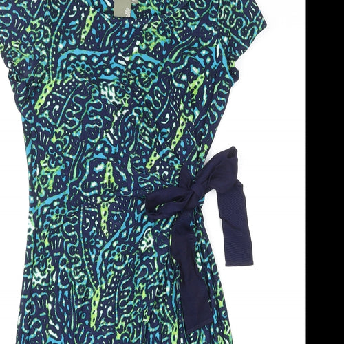 Taylor Womens Multicoloured Geometric Polyester Sheath Size 4 Boat Neck Pullover