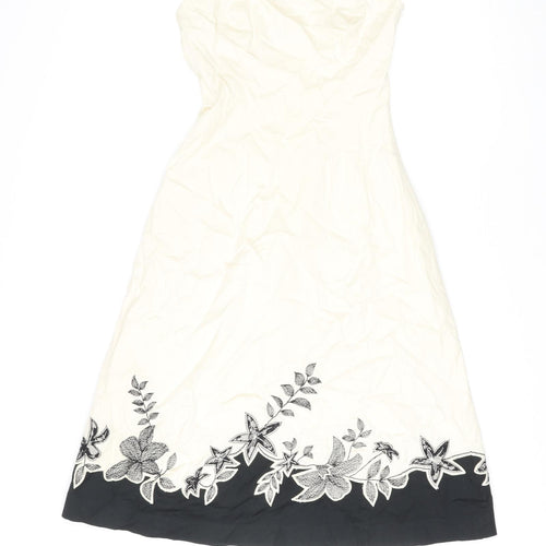 Coast Womens Multicoloured Floral Cotton A-Line Size 8 Square Neck Zip - Strapless