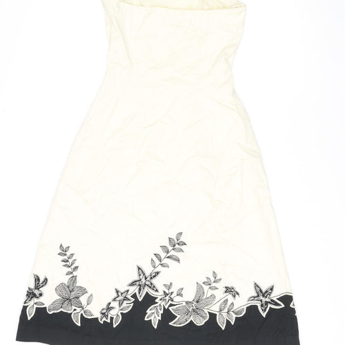 Coast Womens Multicoloured Floral Cotton A-Line Size 8 Square Neck Zip - Strapless