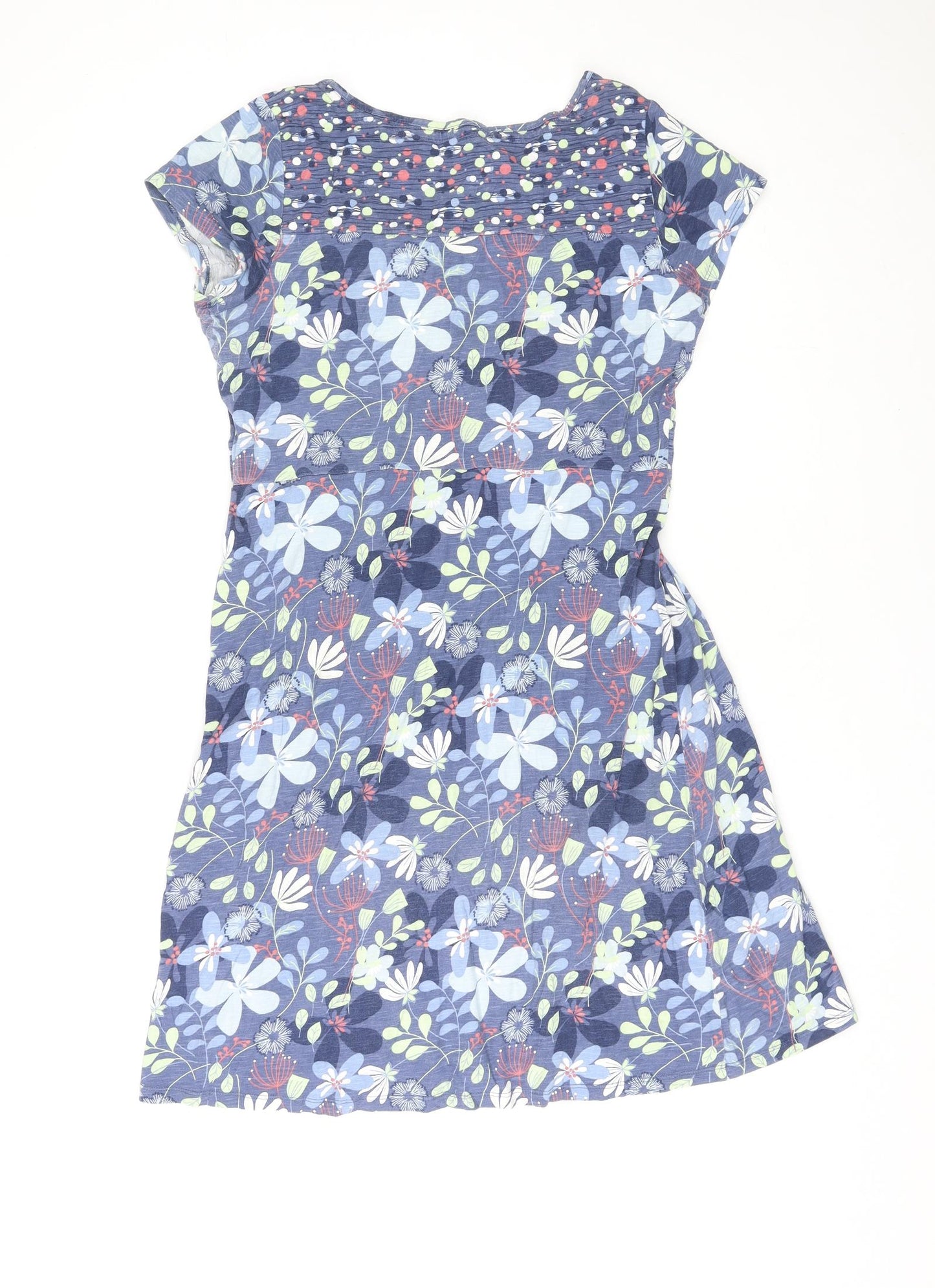 MANTARAY PRODUCTS Womens Multicoloured Floral Cotton T-Shirt Dress Size 14 Boat Neck Pullover