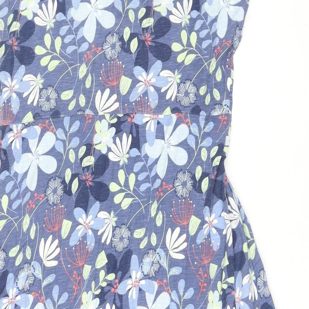 MANTARAY PRODUCTS Womens Multicoloured Floral Cotton T-Shirt Dress Size 14 Boat Neck Pullover