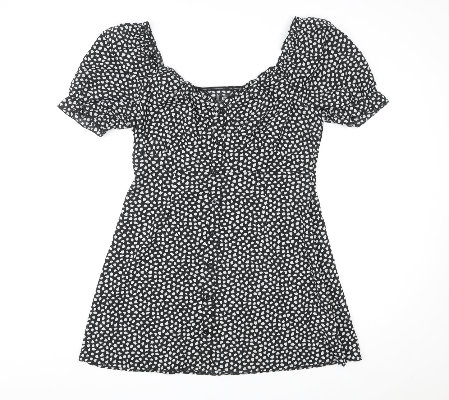 Missguided Womens Multicoloured Geometric Polyester Mini Size 16 Boat Neck Zip