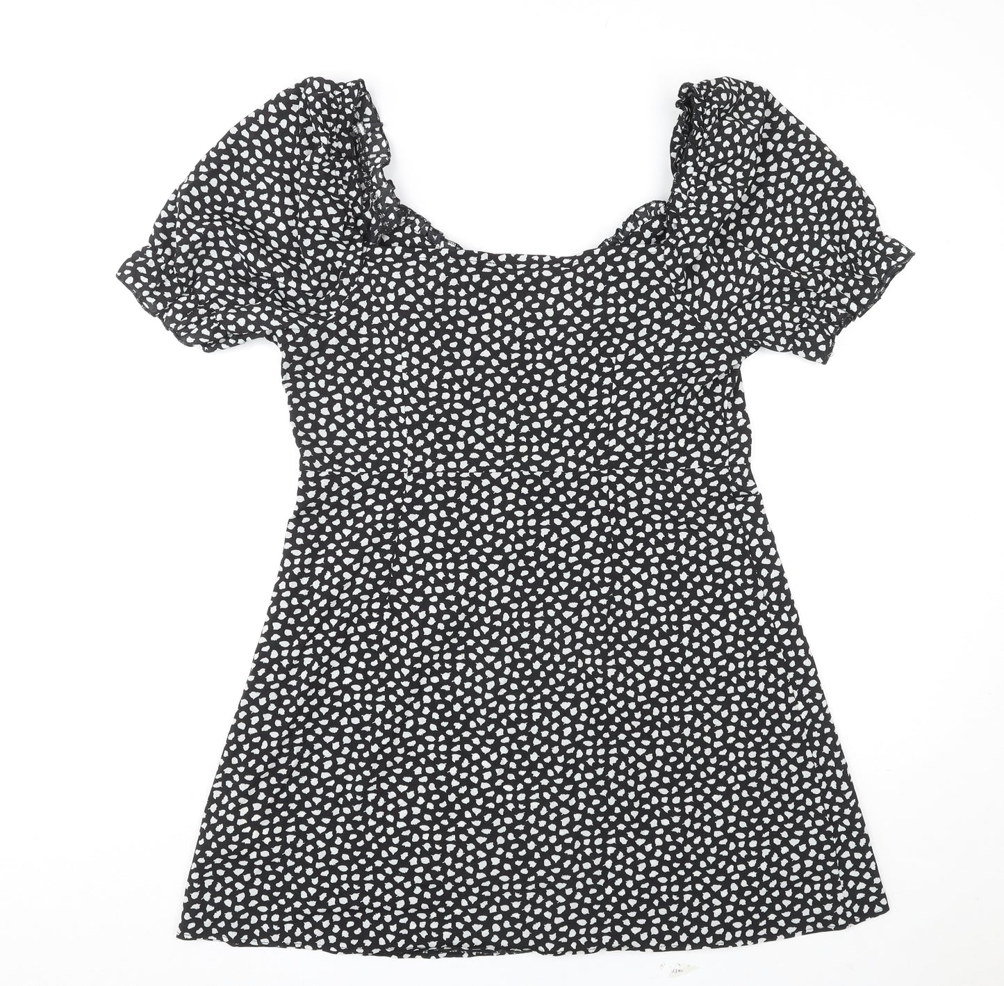 Missguided Womens Multicoloured Geometric Polyester Mini Size 16 Boat Neck Zip