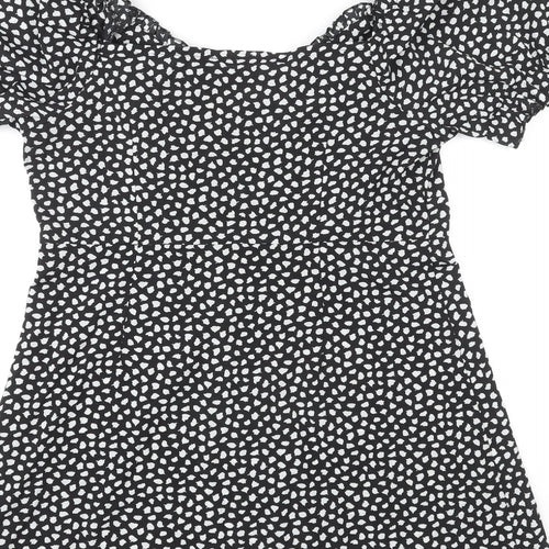 Missguided Womens Multicoloured Geometric Polyester Mini Size 16 Boat Neck Zip