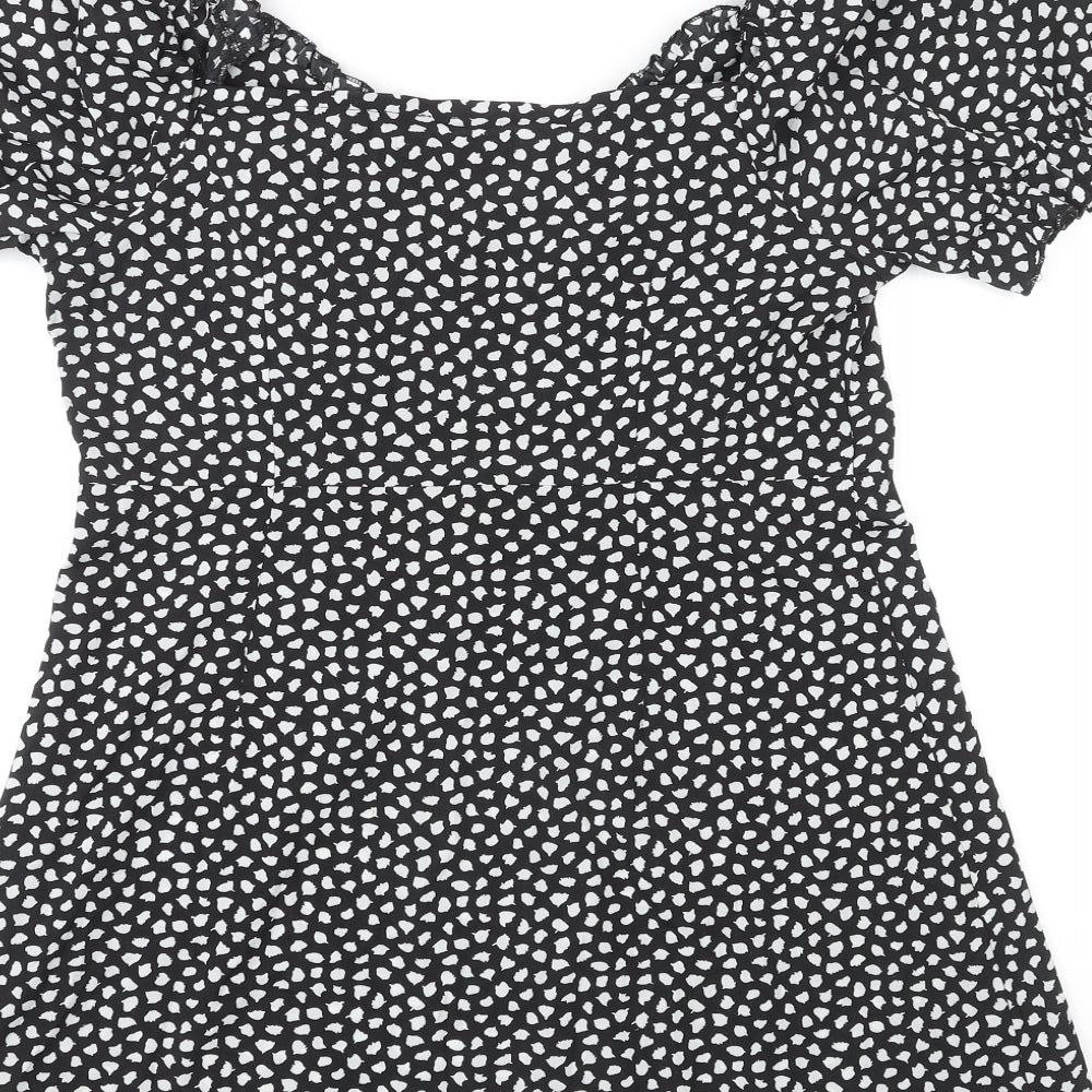 Missguided Womens Multicoloured Geometric Polyester Mini Size 16 Boat Neck Zip