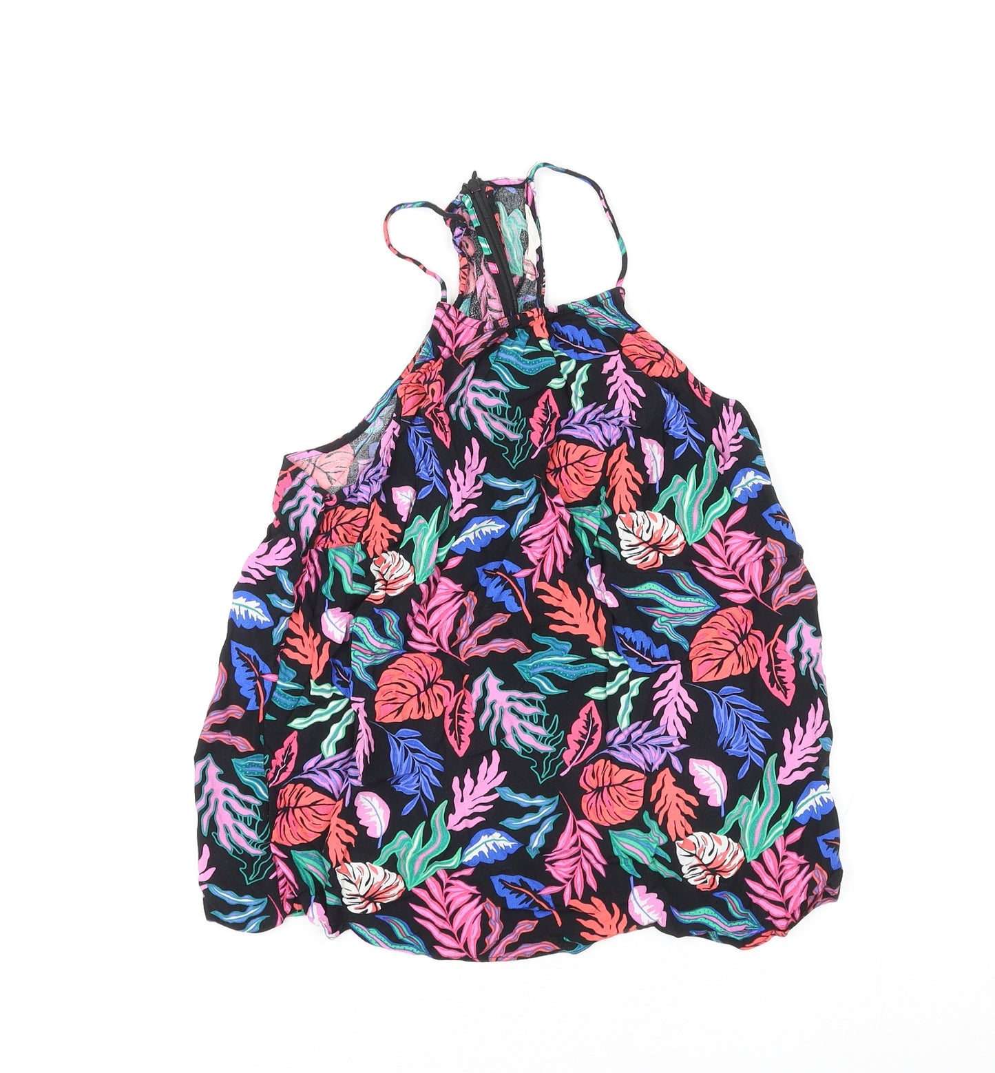 Hush Womens Multicoloured Geometric Viscose Basic Tank Size 12 Round Neck - Leaf Print