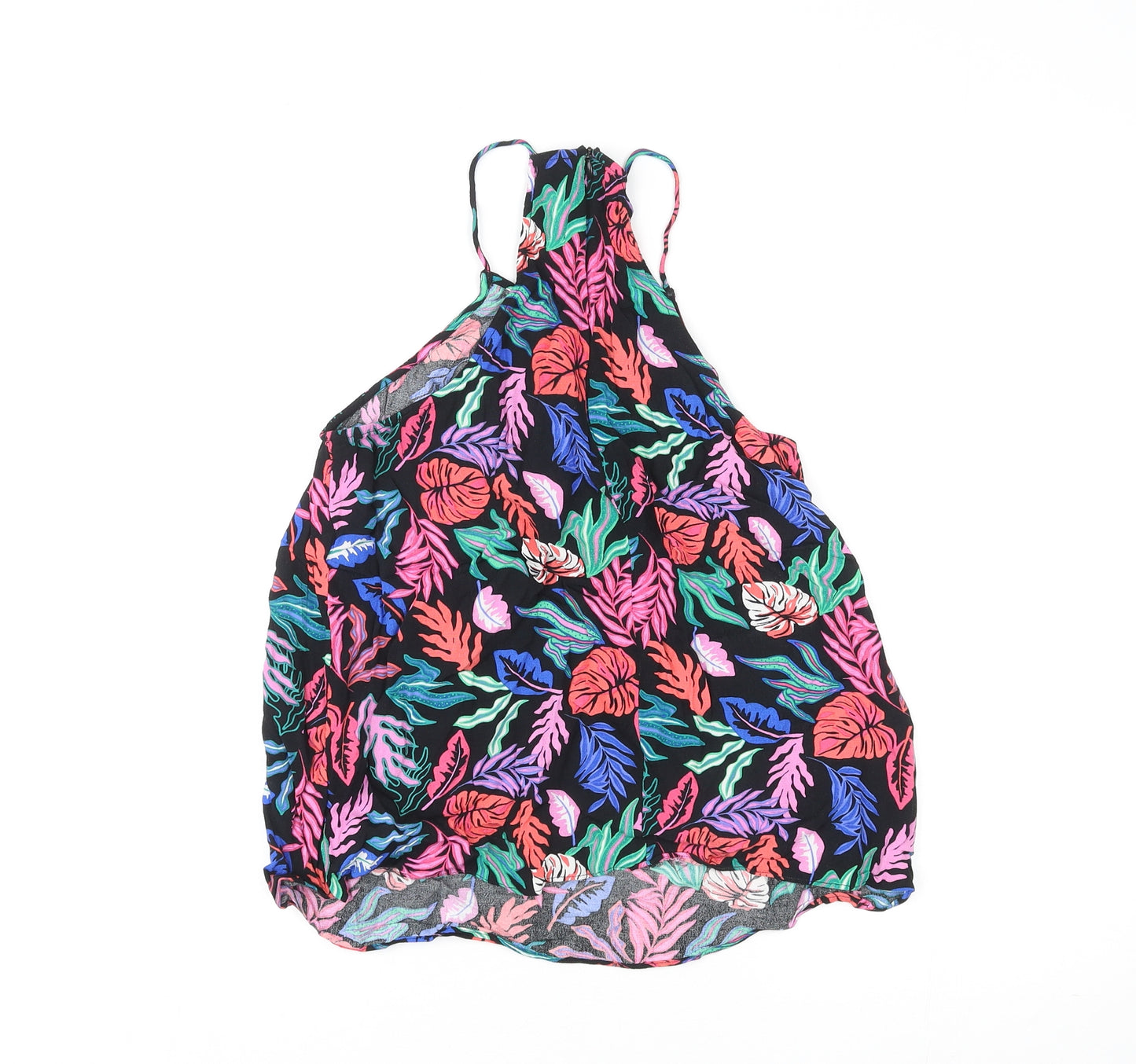 Hush Womens Multicoloured Geometric Viscose Basic Tank Size 12 Round Neck - Leaf Print