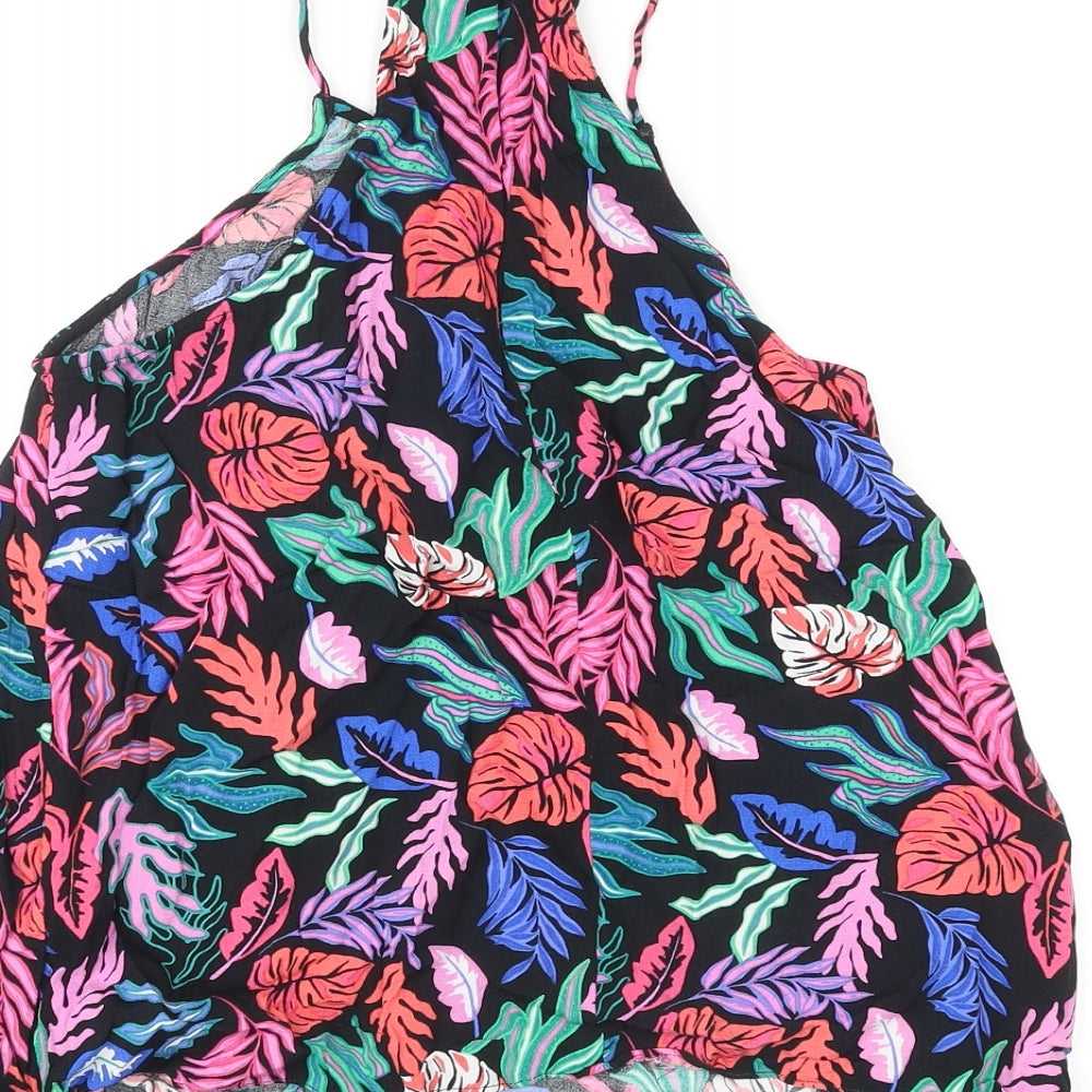 Hush Womens Multicoloured Geometric Viscose Basic Tank Size 12 Round Neck - Leaf Print