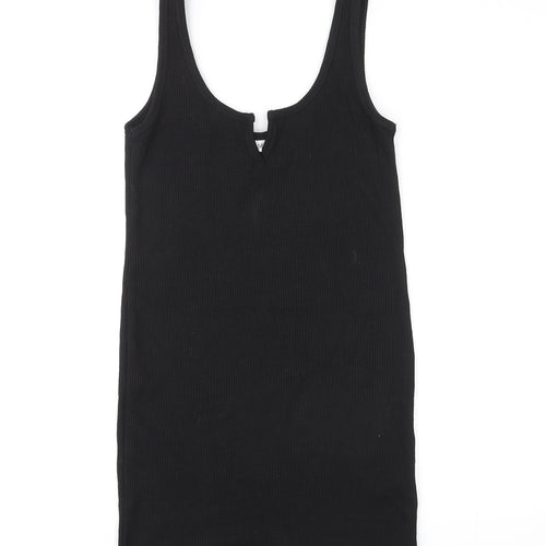Topshop Womens Black Polyester Tank Dress Size 8 Scoop Neck Pullover