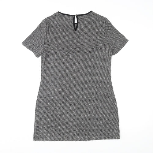 Dorothy Perkins Womens Grey Polyester Mini Size 8 Round Neck Button