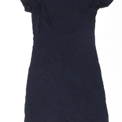 Marks and Spencer Womens Blue Viscose T-Shirt Dress Size 10 Cowl Neck Pullover