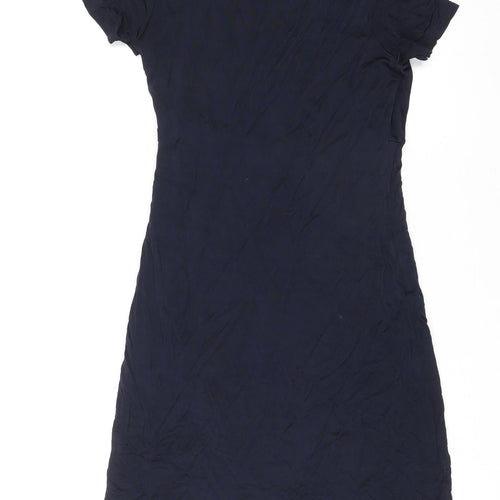 Marks and Spencer Womens Blue Viscose T-Shirt Dress Size 10 Cowl Neck Pullover