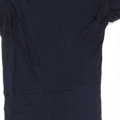 Marks and Spencer Womens Blue Viscose T-Shirt Dress Size 10 Cowl Neck Pullover
