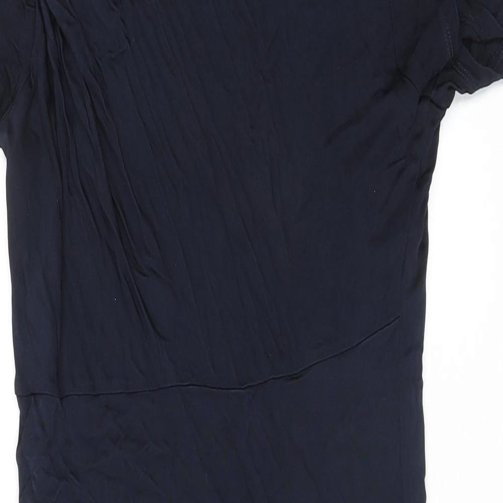 Marks and Spencer Womens Blue Viscose T-Shirt Dress Size 10 Cowl Neck Pullover