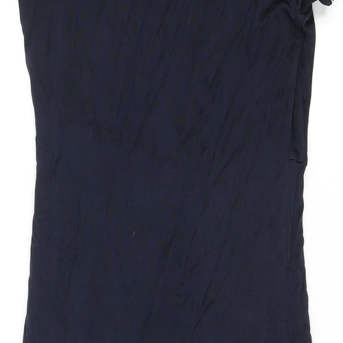 Marks and Spencer Womens Blue Viscose T-Shirt Dress Size 10 Cowl Neck Pullover