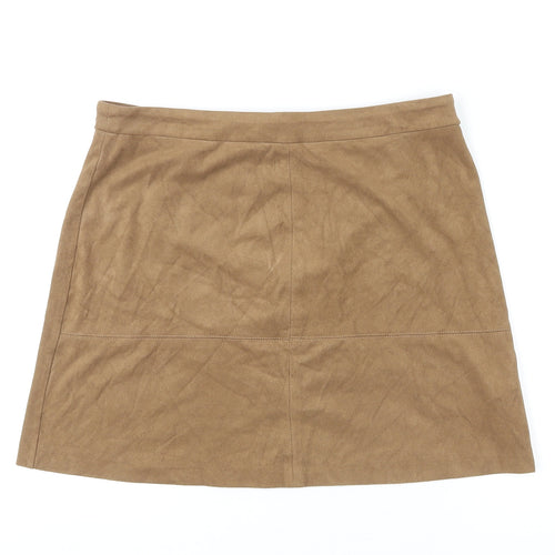 New Look Womens Brown Polyester Mini Skirt Size 10 Zip