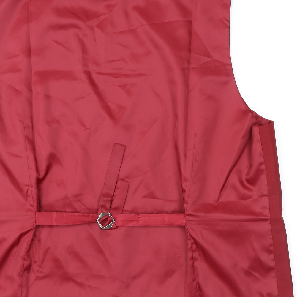 Hisdern Mens Red Polyester Jacket Suit Waistcoat Size 48 Regular