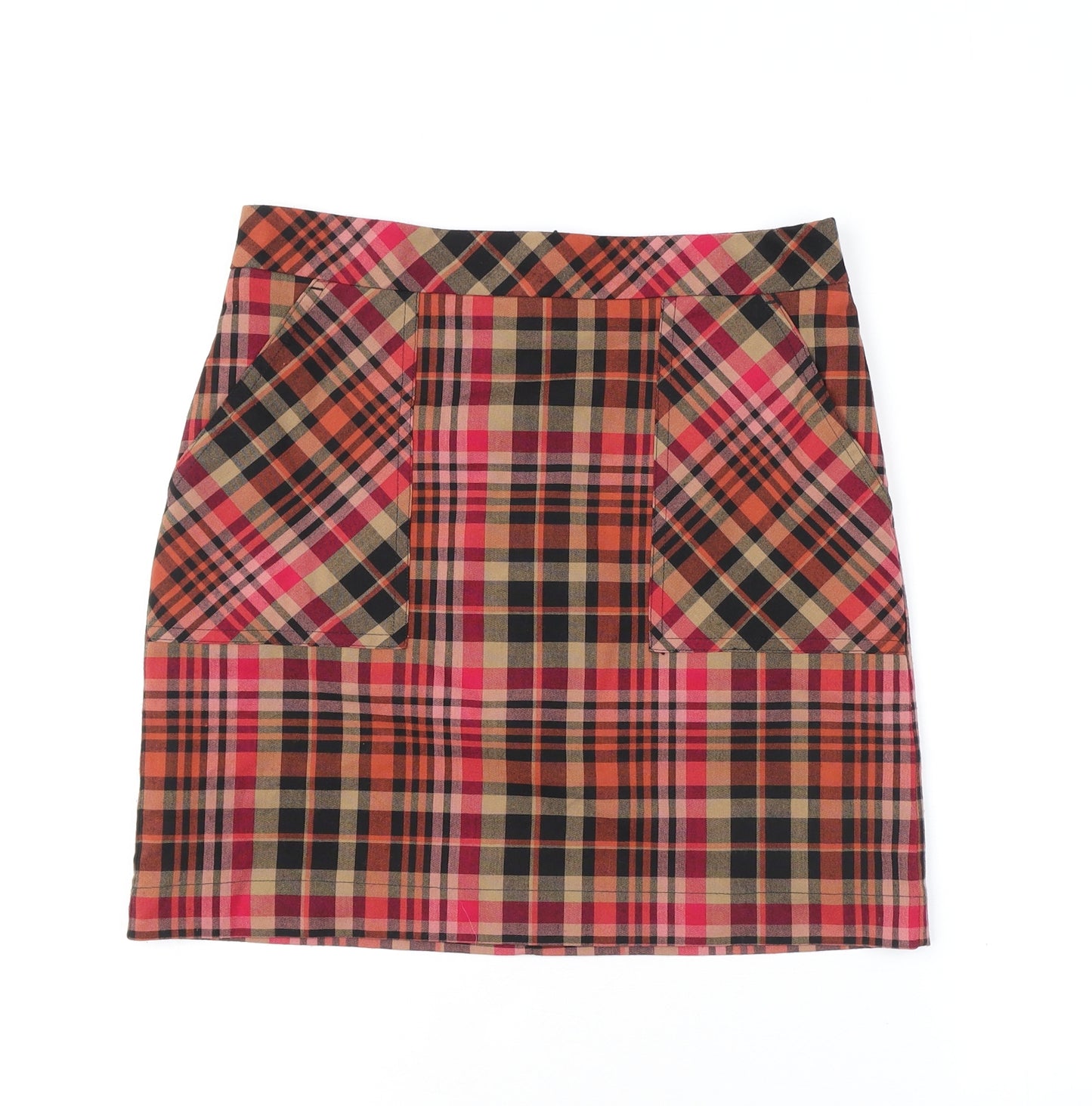 NEXT Womens Red Plaid Polyester A-Line Skirt Size 8 Zip