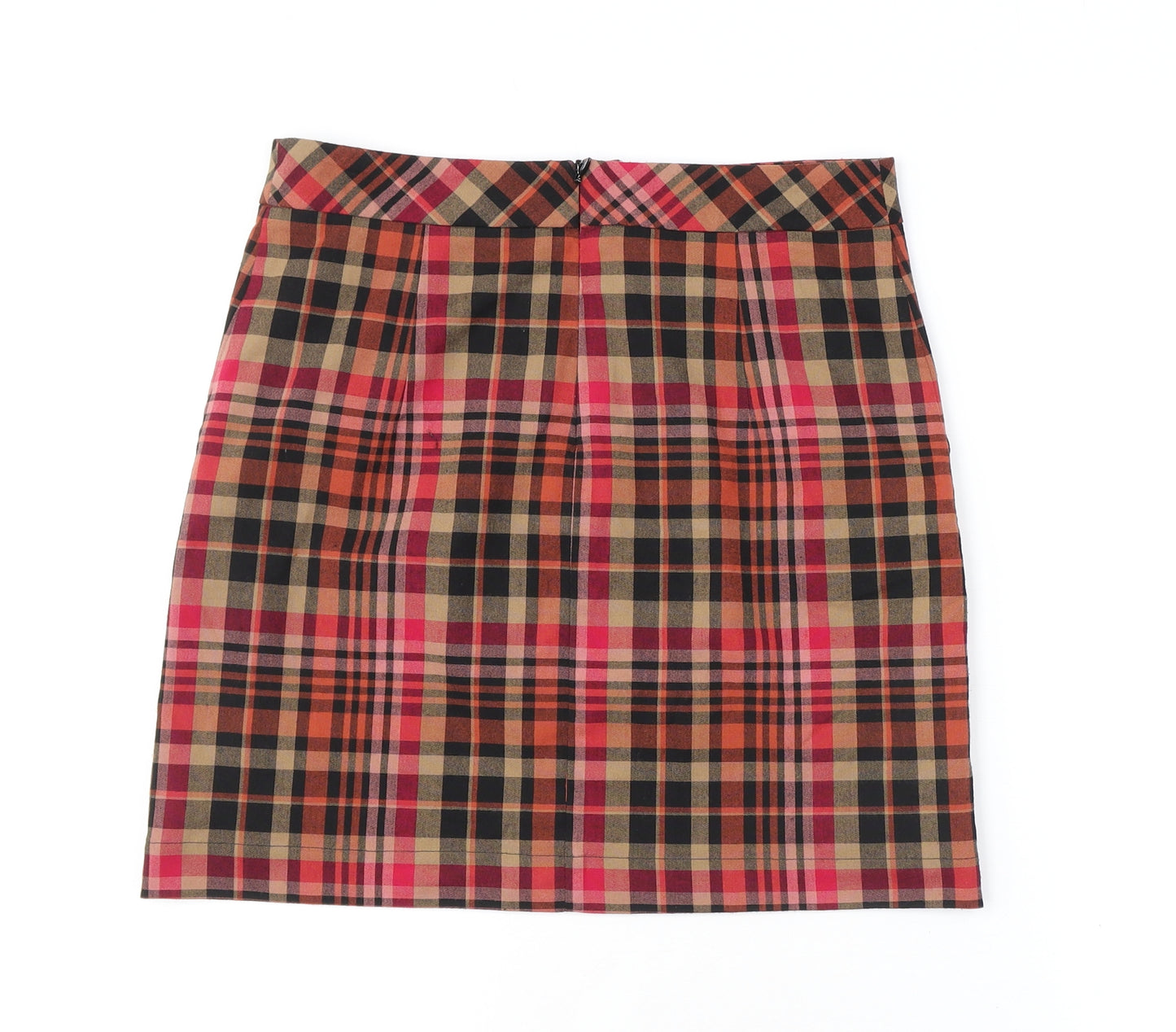 NEXT Womens Red Plaid Polyester A-Line Skirt Size 8 Zip