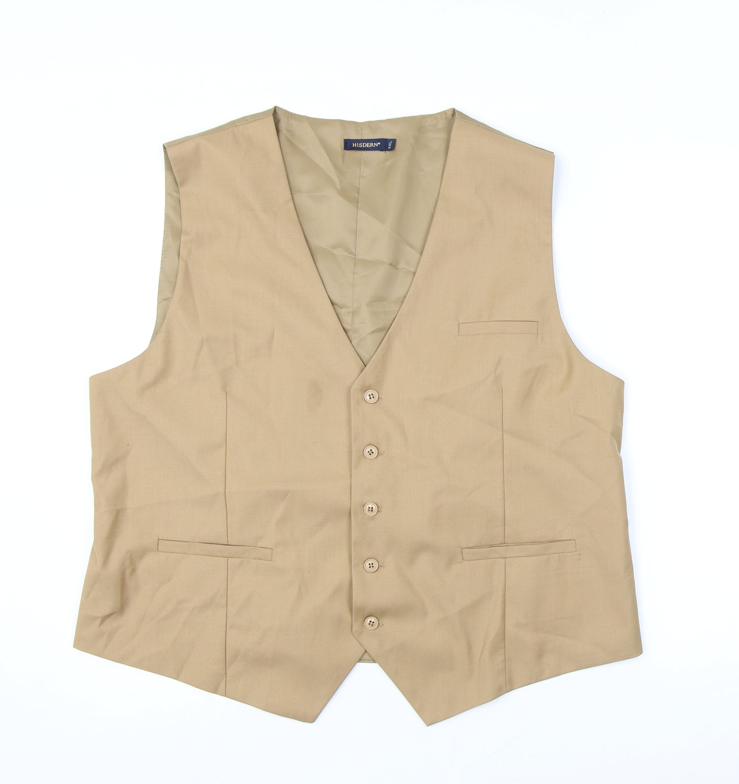 Hisdern Mens Beige Polyester Jacket Suit Waistcoat Size 48 Regular