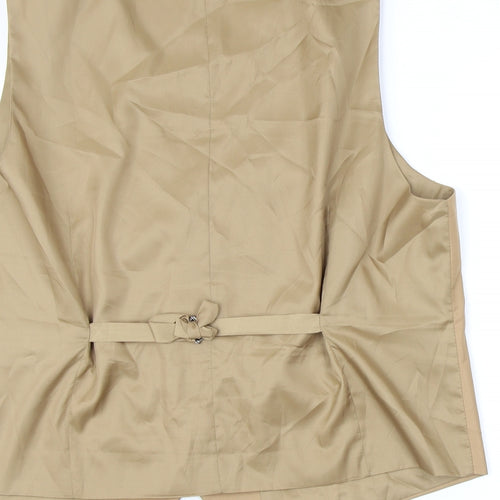 Hisdern Mens Beige Polyester Jacket Suit Waistcoat Size 48 Regular