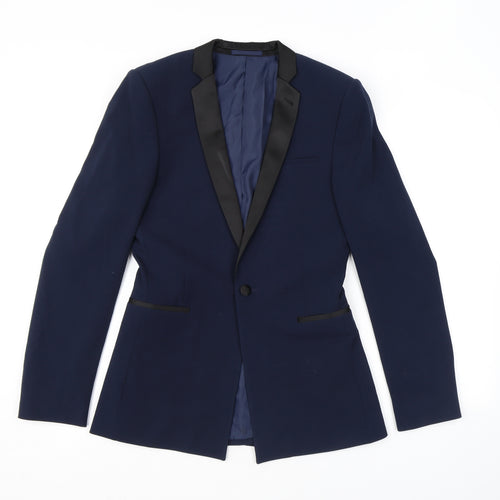 ASOS Mens Blue Polyester Jacket Blazer Size 38 Regular