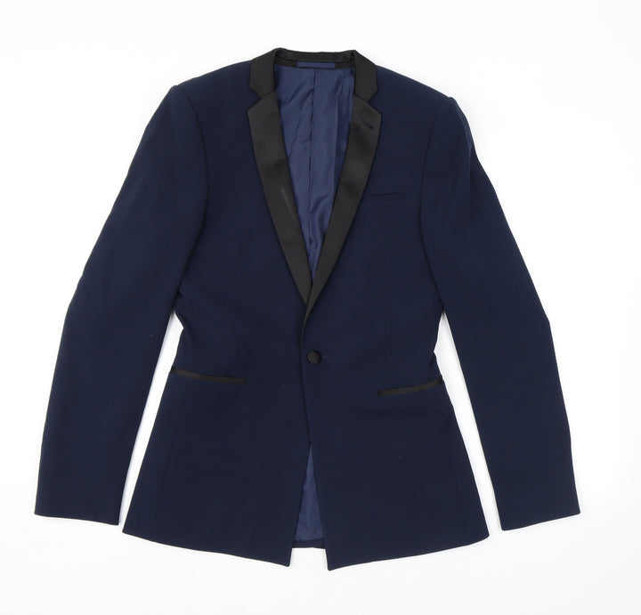 ASOS Mens Blue Polyester Jacket Blazer Size 38 Regular