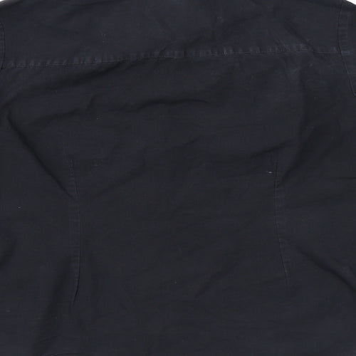 Marks and Spencer Womens Black Cotton Basic Button-Up Size 12 Collared