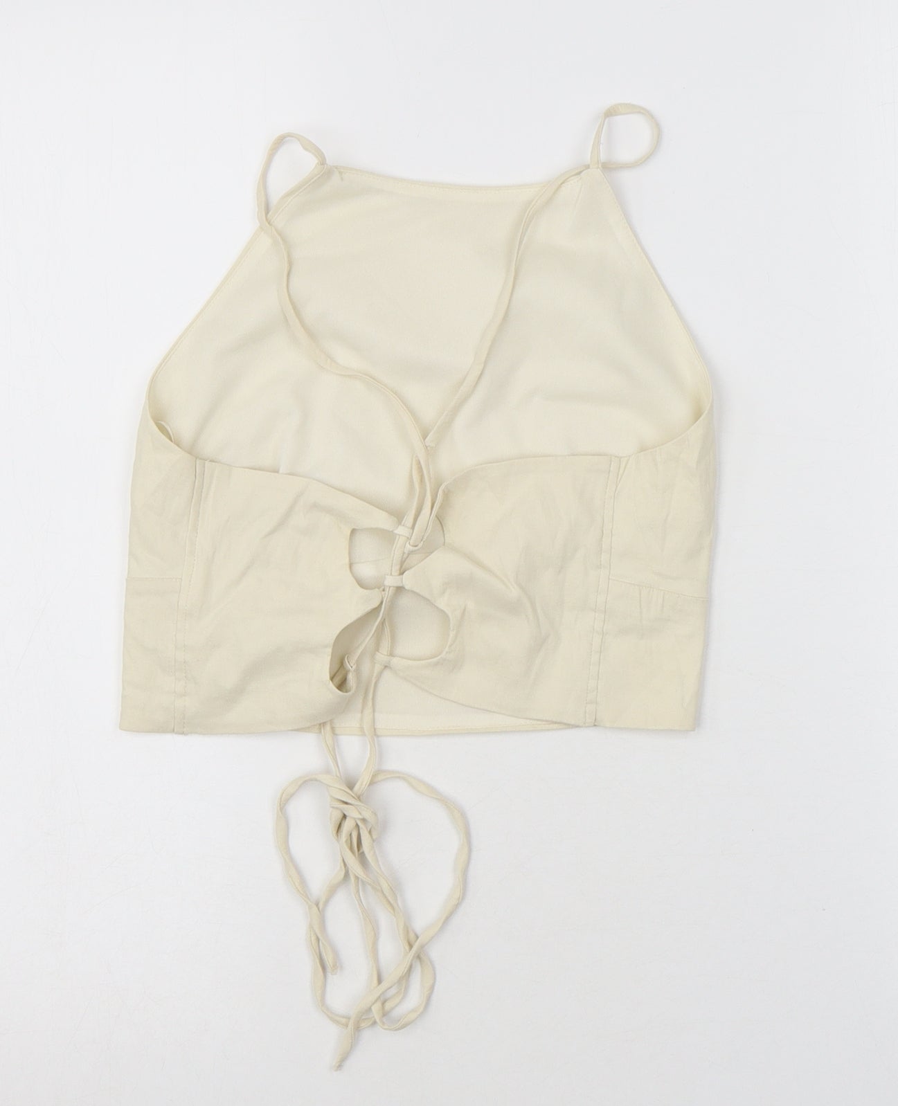 Zara Womens White Polyester Cropped Tank Size M Round Neck - Open Back