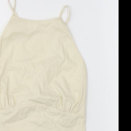 Zara Womens White Polyester Cropped Tank Size M Round Neck - Open Back